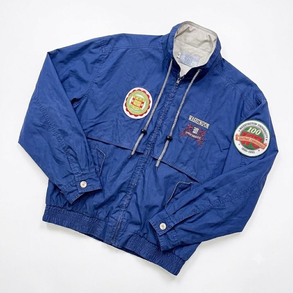 Washington University Bears Vintage Windbreaker Jacket Blue USA Made Mens XL